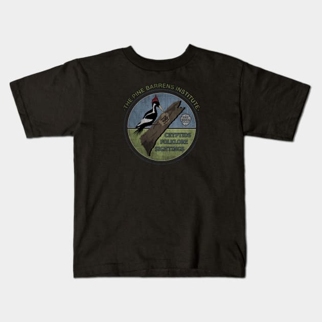 Retro Ivory Billed Woodpecker Kids T-Shirt by Pine Barrens Institute